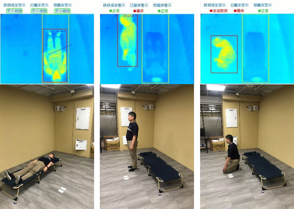 熱感應畫面，不顯示使用者樣貌卻能精準地抓住使用者動態，在無干擾日常生活的情況下，守護被照護者的安全